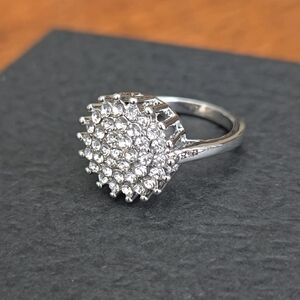 Elegant Silver Cluster Cubic Zirconia Ring